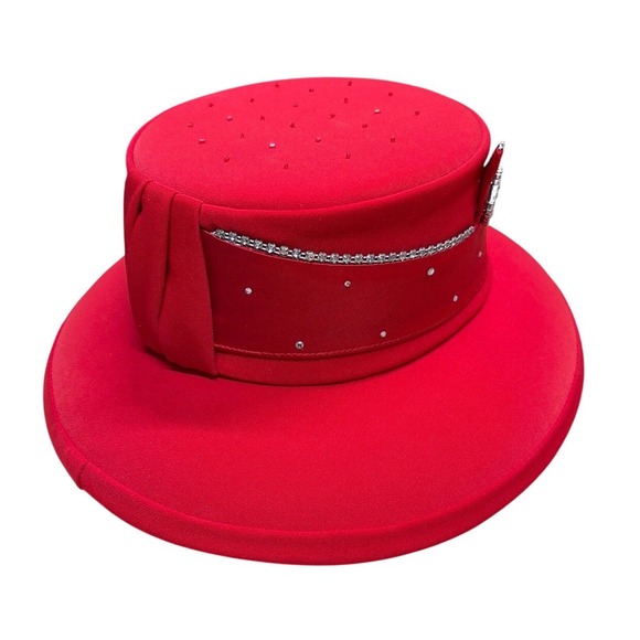 Fifth Sunday Exclusive Red Church‎ Hat Rhinestone Embellished Pillbox Dress Hat main image 6